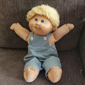 Blonde Doll in Blue Overalls